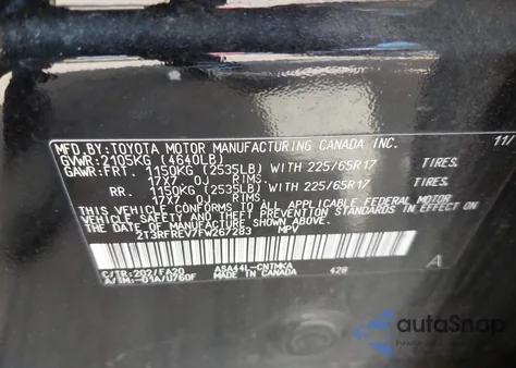 2015 Toyota Rav4 Xle из США, поврежденный, VIN 2T3RFREV7FW267283